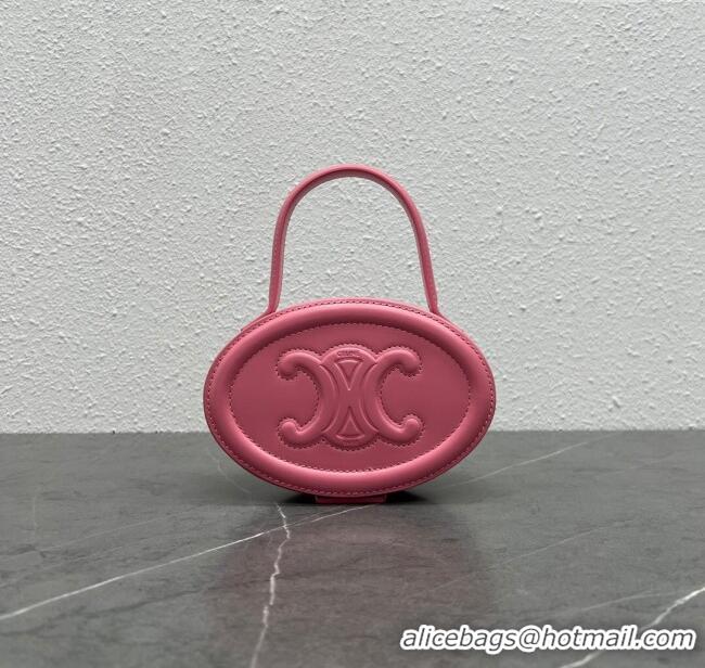 Best Price Celine TRIOMPHE Oval Top Handle Bag in Smooth Calfskin 198613 Pink 2024 Top