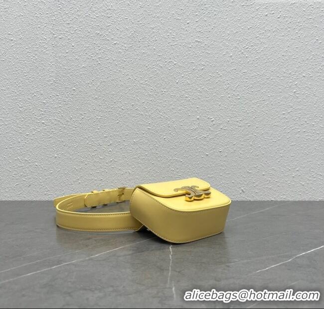 Cheapest Celine Belt Bag Triomphe Belt in Shiny Calfskin 101555 Yellow 2024 Top