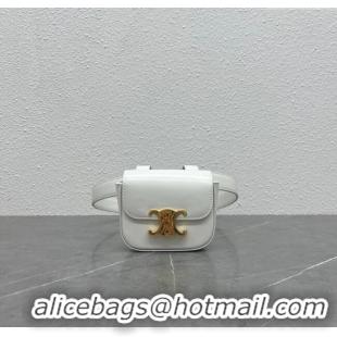 Buy New Cheap Celine Belt Bag Triomphe Belt in Shiny Calfskin 101555 White 2024 Top