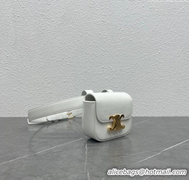 Buy New Cheap Celine Belt Bag Triomphe Belt in Shiny Calfskin 101555 White 2024 Top