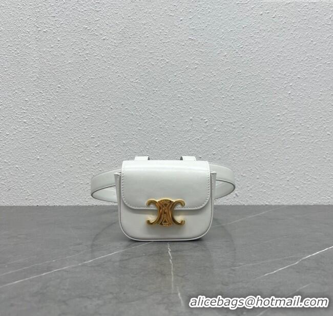Buy New Cheap Celine Belt Bag Triomphe Belt in Shiny Calfskin 101555 White 2024 Top