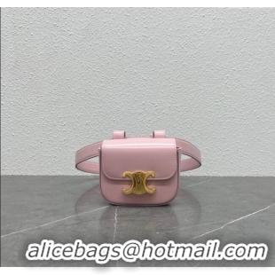 Grade Quality Celine Belt Bag Triomphe Belt in Shiny Calfskin 101555 Pink 2024 Top