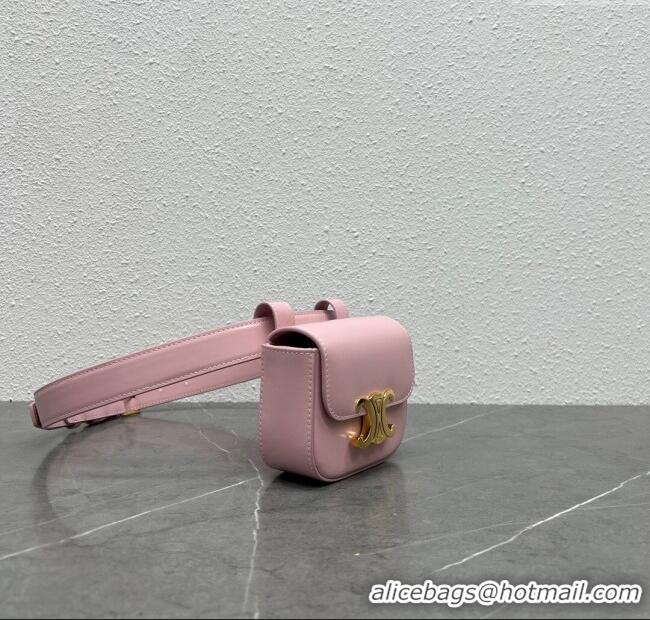 Grade Quality Celine Belt Bag Triomphe Belt in Shiny Calfskin 101555 Pink 2024 Top