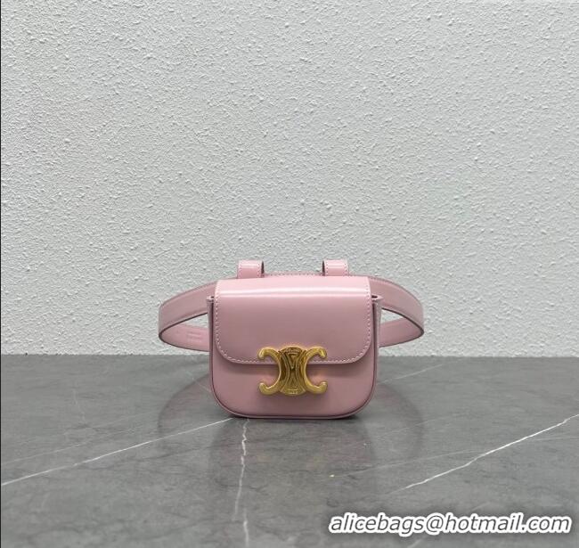 Grade Quality Celine Belt Bag Triomphe Belt in Shiny Calfskin 101555 Pink 2024 Top
