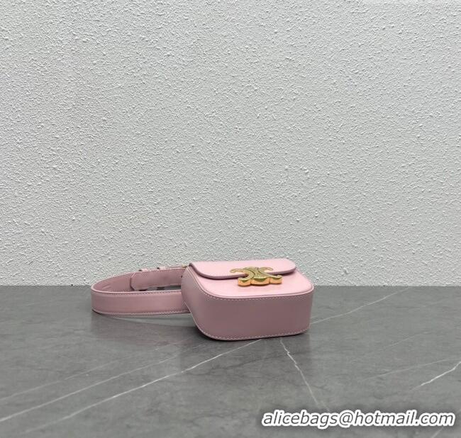 Grade Quality Celine Belt Bag Triomphe Belt in Shiny Calfskin 101555 Pink 2024 Top