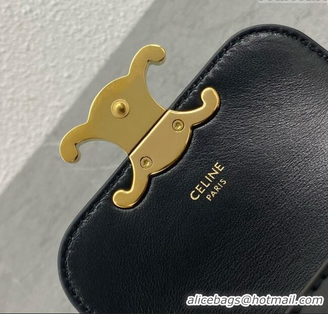 Original Cheap Celine Belt Bag Triomphe Belt in Shiny Calfskin 101555 Black 2024 Top