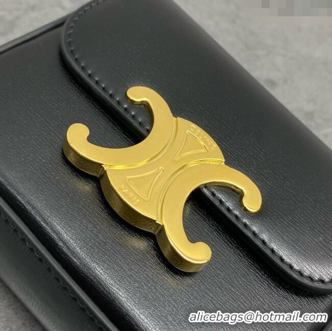 Original Cheap Celine Belt Bag Triomphe Belt in Shiny Calfskin 101555 Black 2024 Top