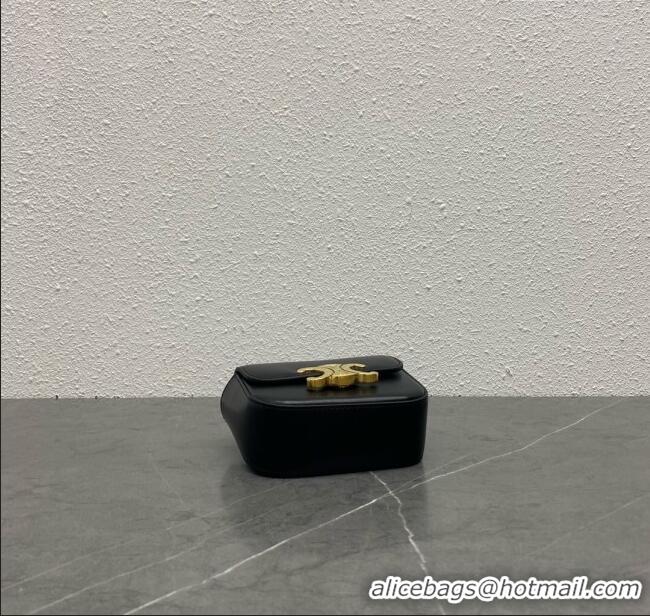 Original Cheap Celine Belt Bag Triomphe Belt in Shiny Calfskin 101555 Black 2024 Top