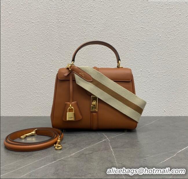 New Cheap Celine Small 16 Bag in Calfskin with Two Strap 188003 Tan 2024 (Top)