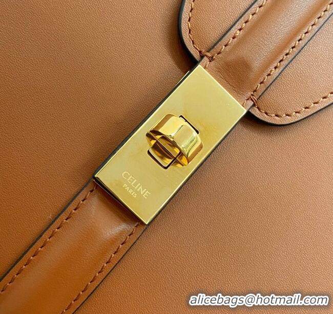 New Cheap Celine Small 16 Bag in Calfskin with Two Strap 188003 Tan 2024 (Top)