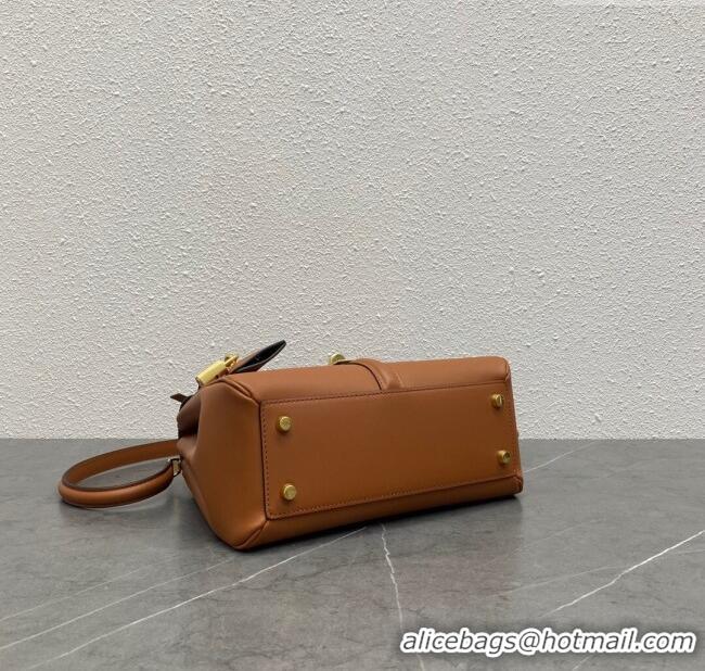 New Cheap Celine Small 16 Bag in Calfskin with Two Strap 188003 Tan 2024 (Top)