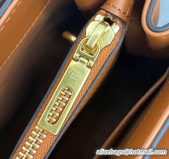 New Cheap Celine Small 16 Bag in Calfskin with Two Strap 188003 Tan 2024 (Top)