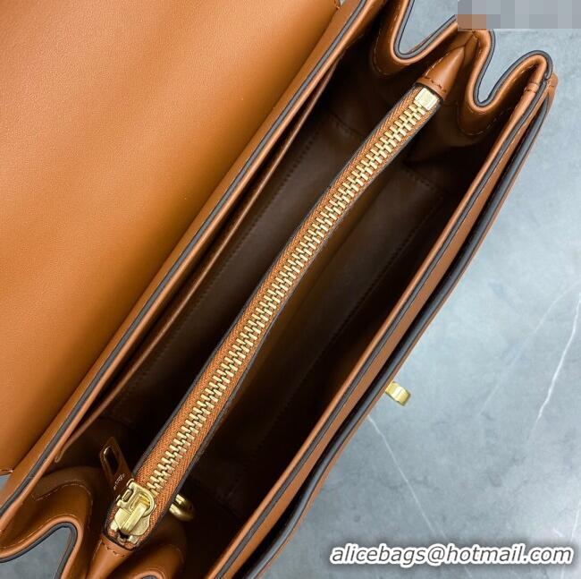 New Cheap Celine Small 16 Bag in Calfskin with Two Strap 188003 Tan 2024 (Top)