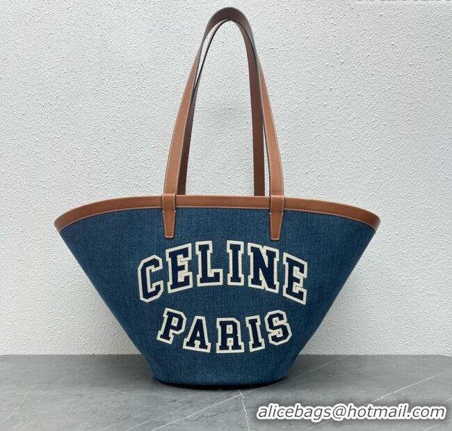 Most Popular Celine Large Couffin Shopping Bag in Blue Denim 196262 2024 (Top)