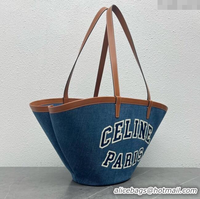Most Popular Celine Large Couffin Shopping Bag in Blue Denim 196262 2024 (Top)