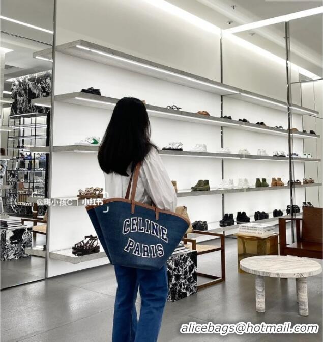 Most Popular Celine Large Couffin Shopping Bag in Blue Denim 196262 2024 (Top)