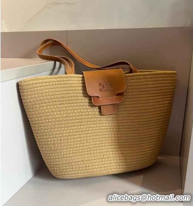 Buy New Cheap Celine Straw Tote Shopping Bag 0618 Khaki/Brown 2024