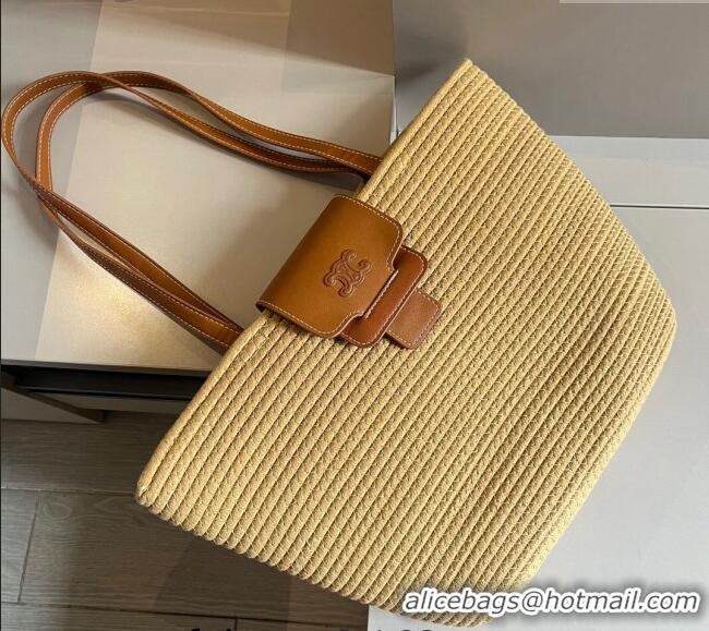Buy New Cheap Celine Straw Tote Shopping Bag 0618 Khaki/Brown 2024