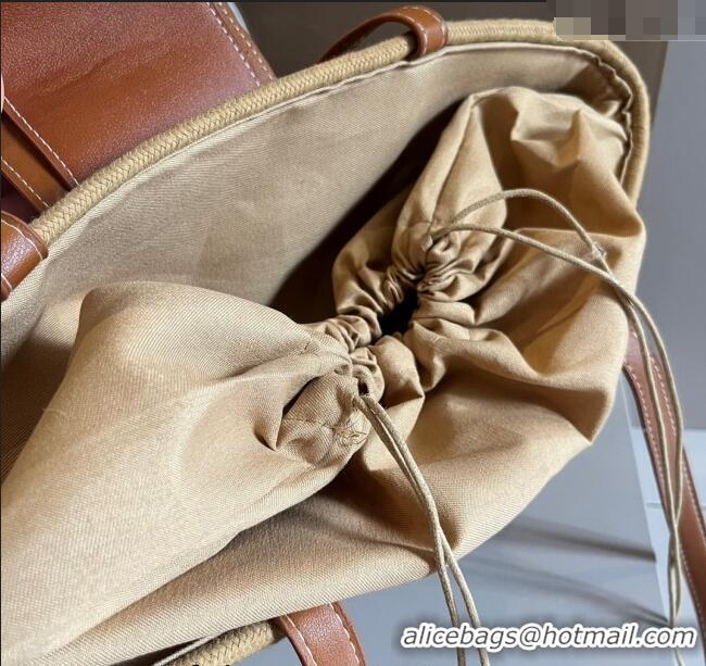 Buy New Cheap Celine Straw Tote Shopping Bag 0618 Khaki/Brown 2024