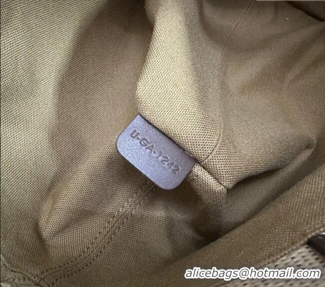 Luxury Cheap Celine Mini Cabas Tote Bag in Textile with Raffia Efeect and Calfskin 116992 Khaki/Brown 2024