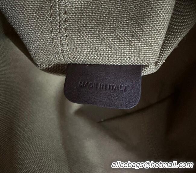 Luxury Cheap Celine Mini Cabas Tote Bag in Textile with Raffia Efeect and Calfskin 116992 Khaki/Brown 2024