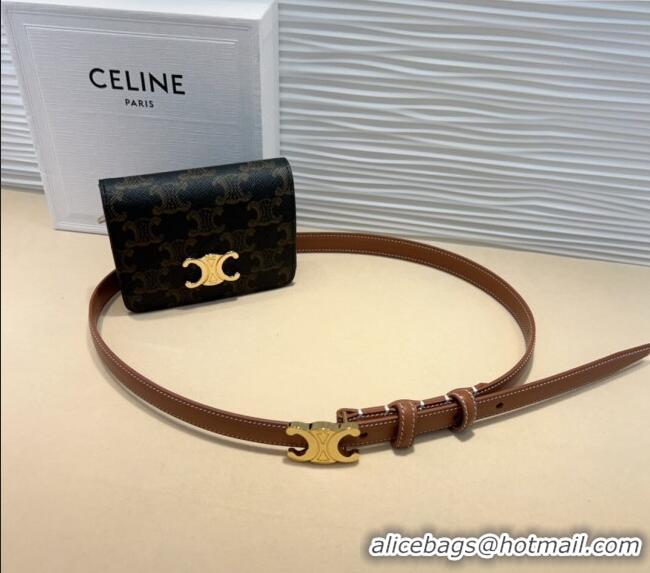 Best Price Celine Trapeze Triomphe Canvas Card Wallet Pouch Belt 0708 2024
