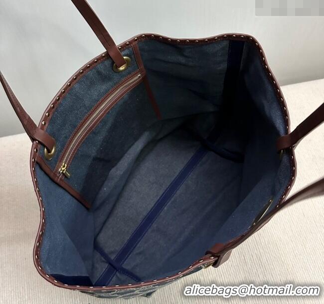 Original Cheap Celine Vintage Triomphe Denim Tote Bag with Studs 101272 2024