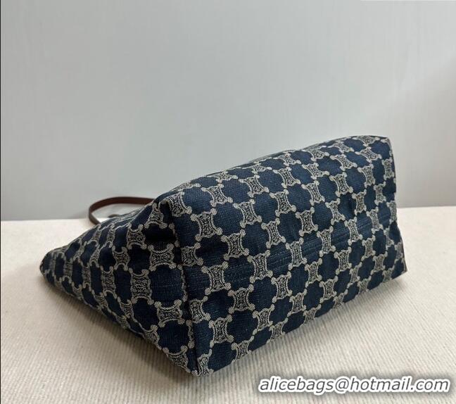 Original Cheap Celine Vintage Triomphe Denim Tote Bag with Studs 101272 2024