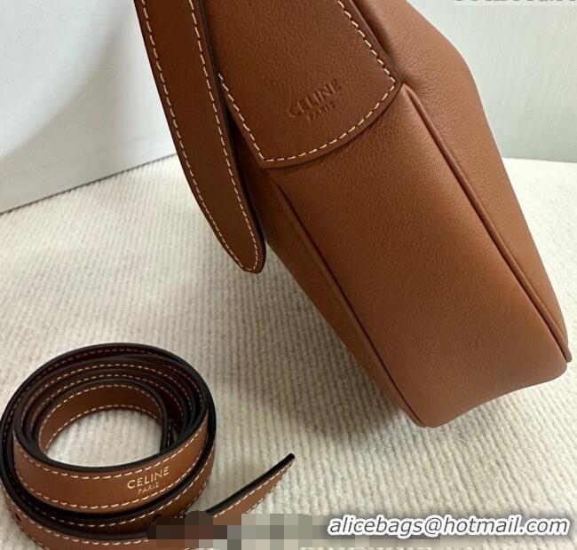 Fashion Cheap Celine Small Heloise Hobo Bag in Supple Calfskin 117253 Brown 2024
