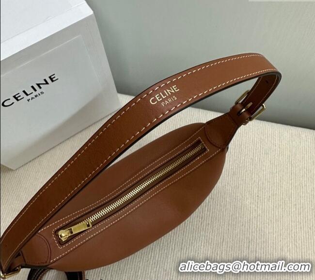 Fashion Cheap Celine Small Heloise Hobo Bag in Supple Calfskin 117253 Brown 2024