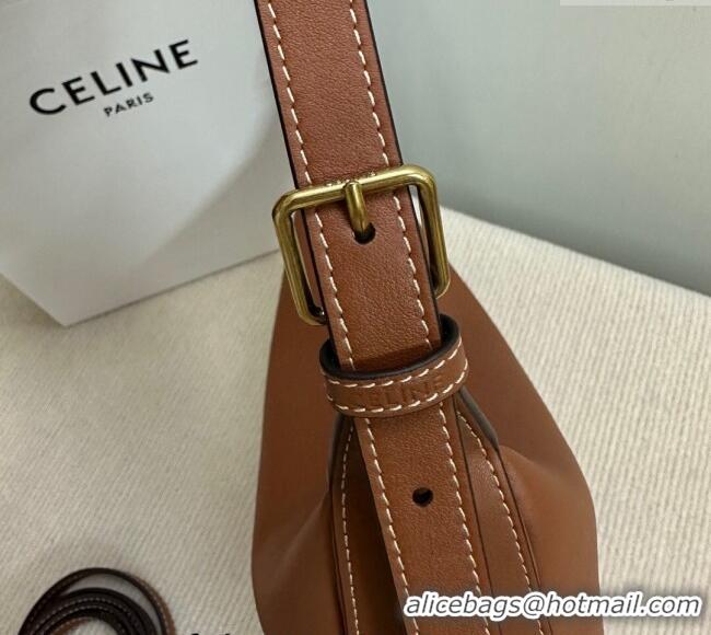 Fashion Cheap Celine Small Heloise Hobo Bag in Supple Calfskin 117253 Brown 2024