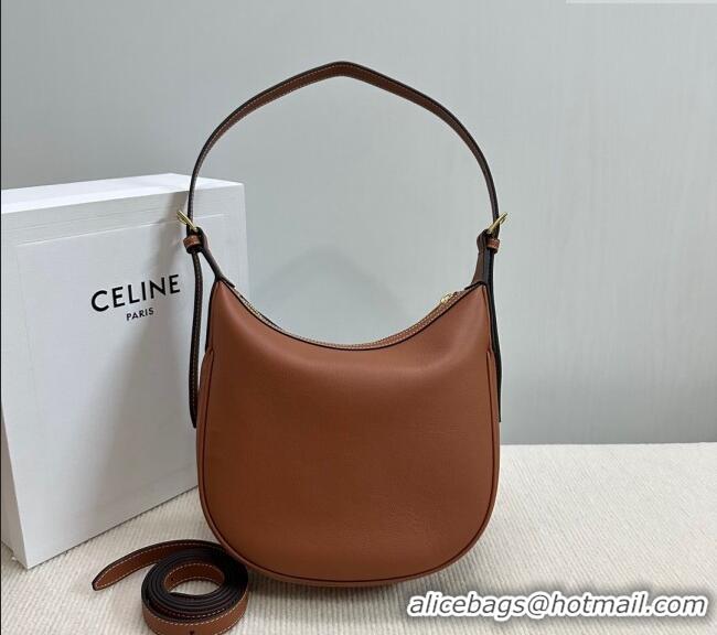 Fashion Cheap Celine Small Heloise Hobo Bag in Supple Calfskin 117253 Brown 2024
