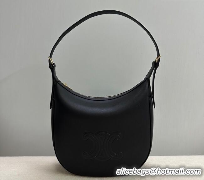 Top Grade Celine Medium Heloise Hobo Bag in Supple Calfskin 114713 Black 2024