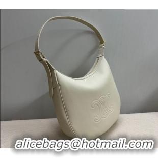 Original Cheap Celine Medium Heloise Hobo Bag in Supple Calfskin 114713 White 2024