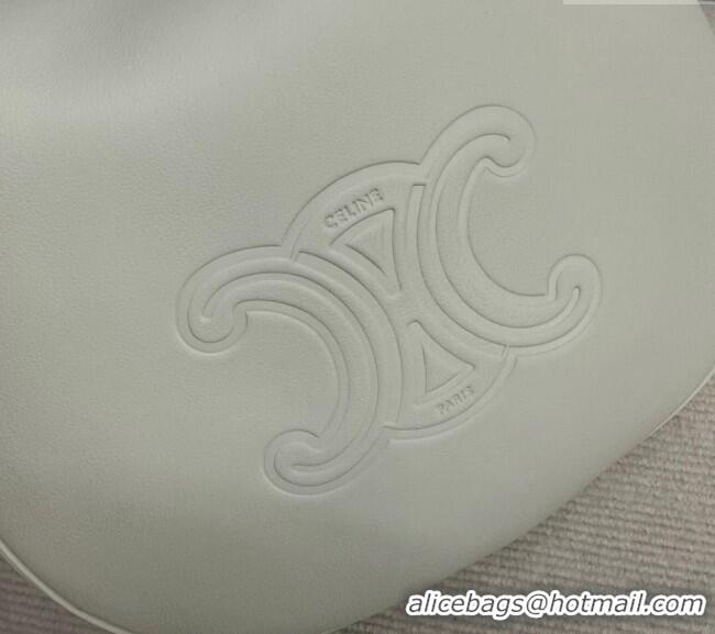 Original Cheap Celine Medium Heloise Hobo Bag in Supple Calfskin 114713 White 2024