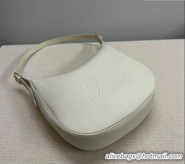 Original Cheap Celine Medium Heloise Hobo Bag in Supple Calfskin 114713 White 2024