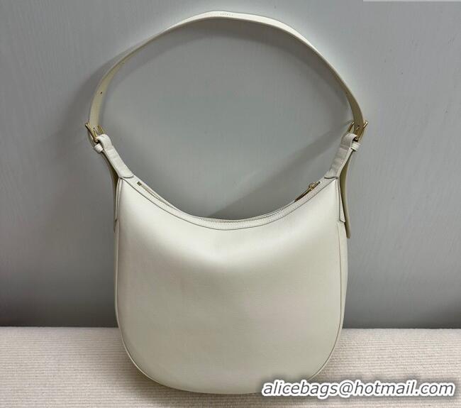 Original Cheap Celine Medium Heloise Hobo Bag in Supple Calfskin 114713 White 2024
