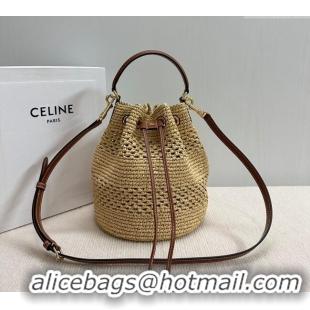 Buy Classic Celine Clara Bucket bag in Straw-Effect 117862 2024