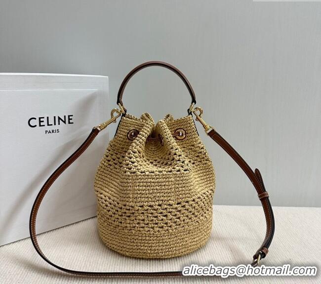 Buy Classic Celine Clara Bucket bag in Straw-Effect 117862 2024