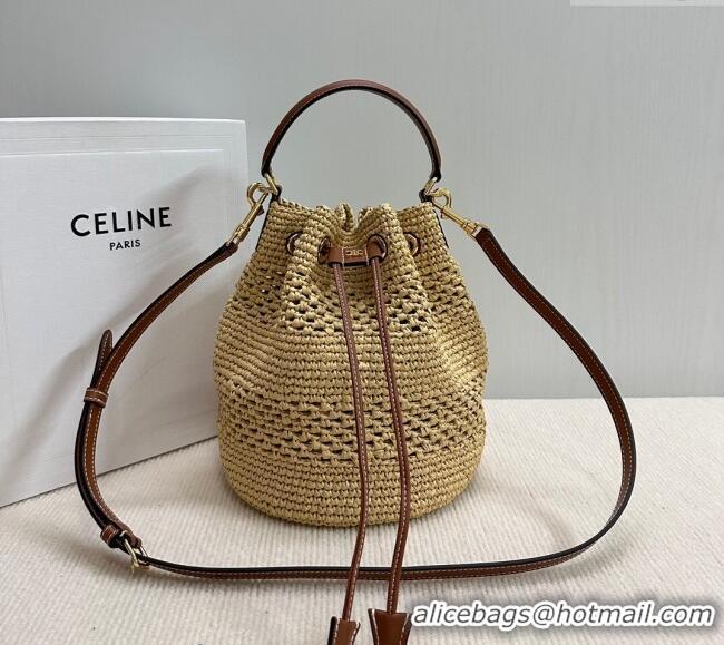 Buy Classic Celine Clara Bucket bag in Straw-Effect 117862 2024
