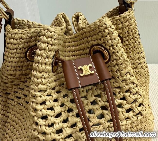 Buy Classic Celine Clara Bucket bag in Straw-Effect 117862 2024