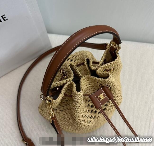 Buy Classic Celine Clara Bucket bag in Straw-Effect 117862 2024