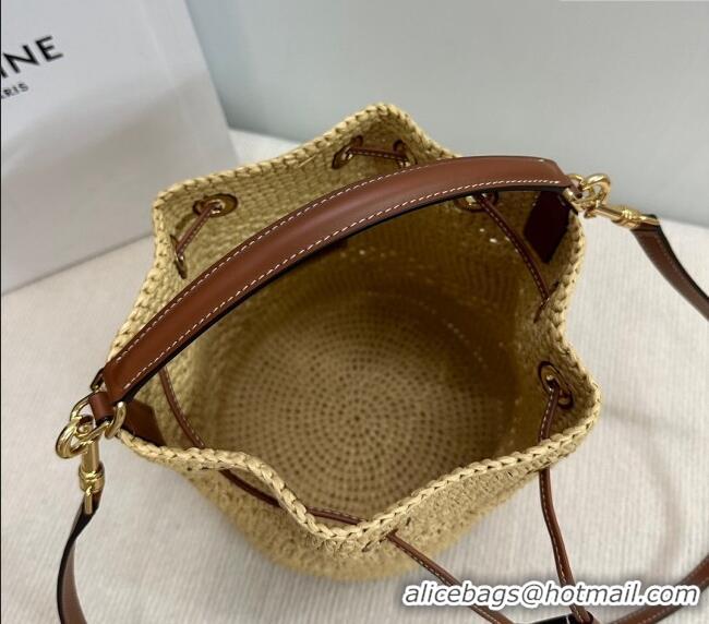 Buy Classic Celine Clara Bucket bag in Straw-Effect 117862 2024