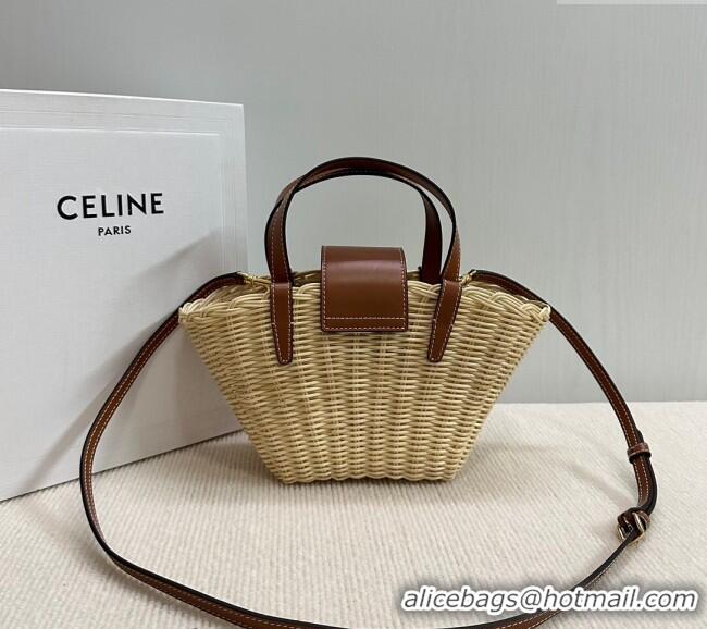 Cheapest Celine Teen Couffin Basket Bag in Wicker and Calfskin 116572 2024