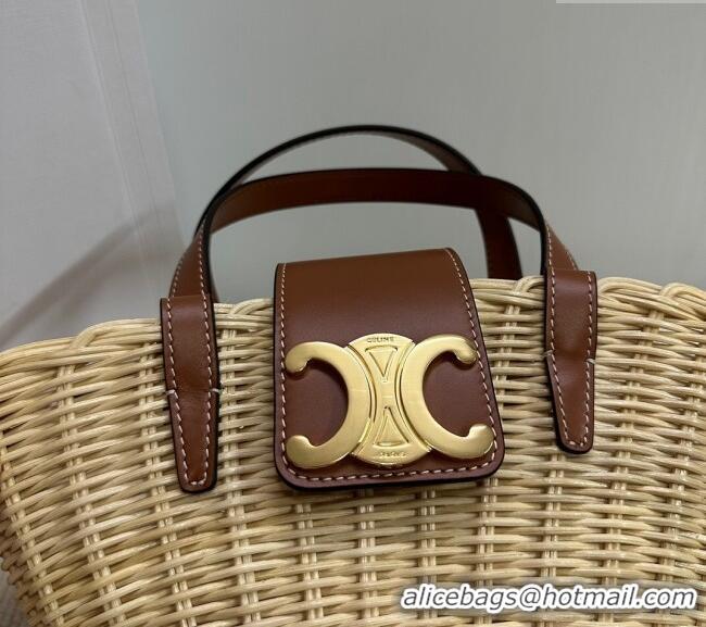 Cheapest Celine Teen Couffin Basket Bag in Wicker and Calfskin 116572 2024