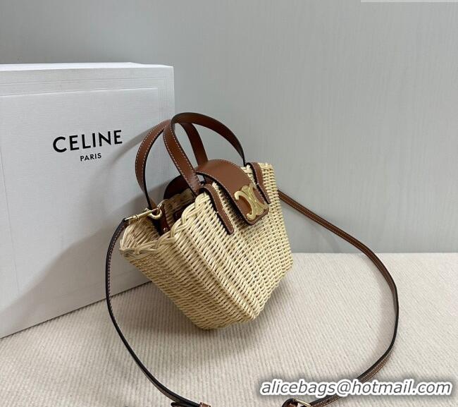 Cheapest Celine Teen Couffin Basket Bag in Wicker and Calfskin 116572 2024
