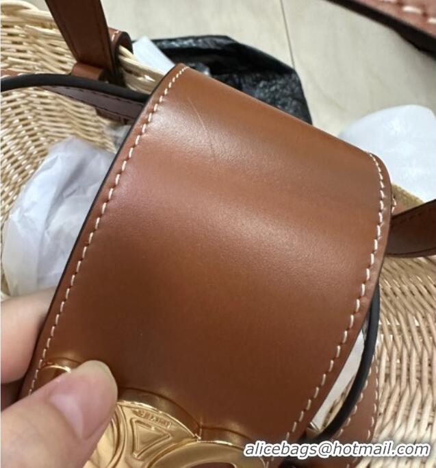 Cheapest Celine Teen Couffin Basket Bag in Wicker and Calfskin 116572 2024