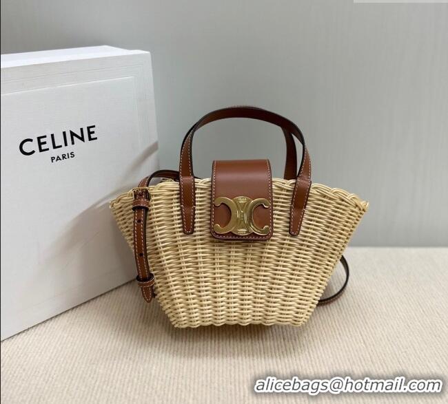 Cheapest Celine Teen Couffin Basket Bag in Wicker and Calfskin 116572 2024