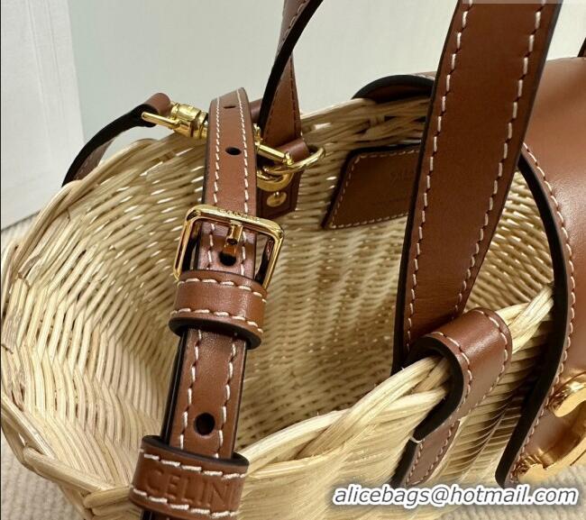 Cheapest Celine Teen Couffin Basket Bag in Wicker and Calfskin 116572 2024