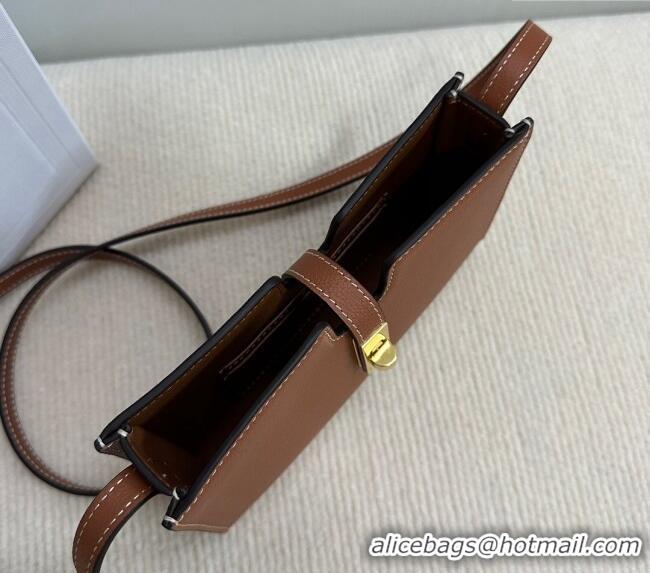 Best Luxury Celine 16 Strap Pochette Mini Bag in Supple Calfskin 10M443 Brown 2024